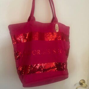 VICTORIA'S SECRET Signature Sequin Overnight Tote Bag NWT